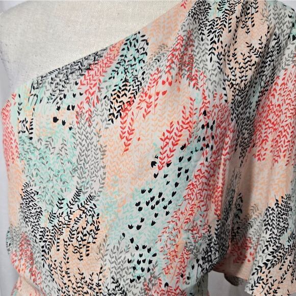 BCBGMAXAZRIA MINA PRINTED ONE-SHOULDER DRESS Sz 10 - Picture 5 of 13